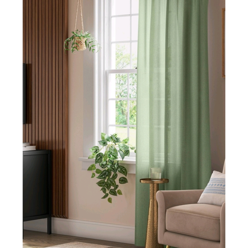 Threshold Green Farrah Light Filtering Window Single Curtain Panel NWT 63"x54"